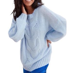 Aerie Pale Blue Happy Place Cozy Knit Cable Sweater Size XXS